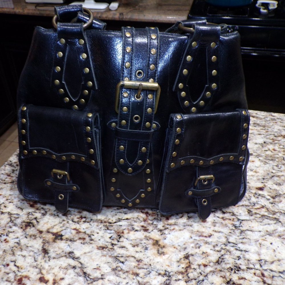 Betsey Johnson Handbag Leather Studded Black purse
